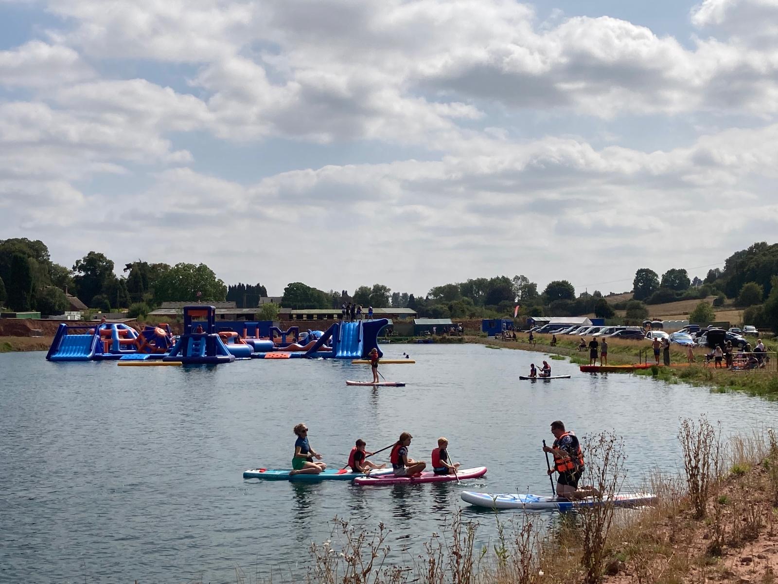 Paddleboarding on the lake at Lakeside Adventures in Worcestershire