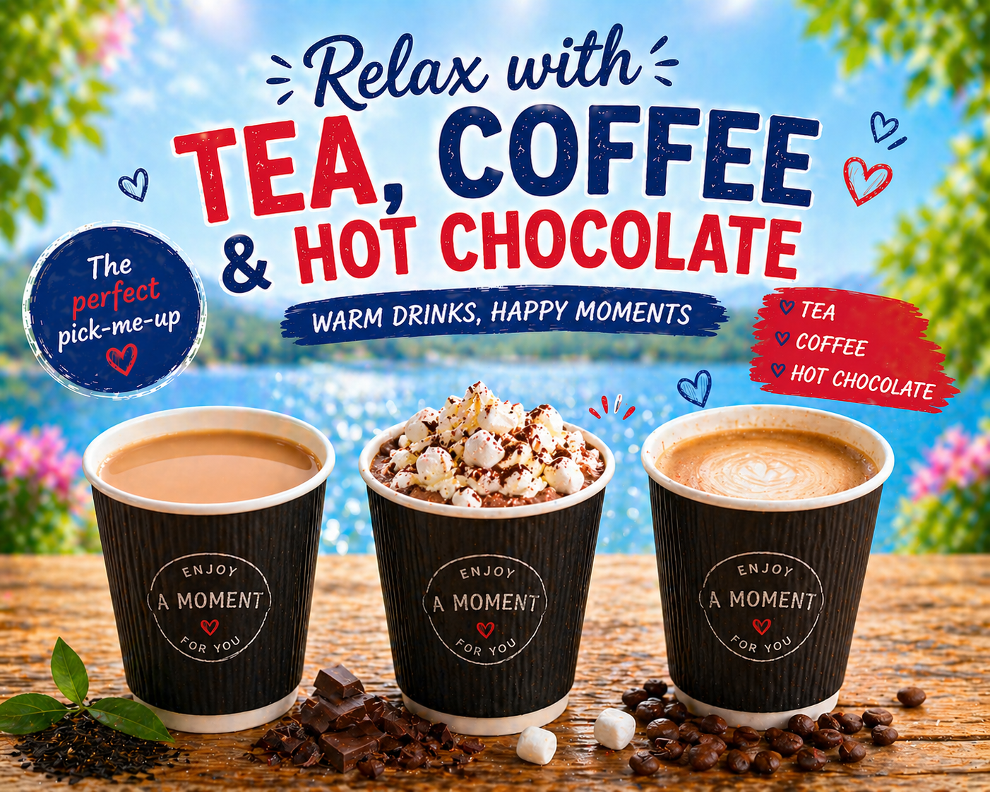 Hot drinks at The Barn Owl Cafe